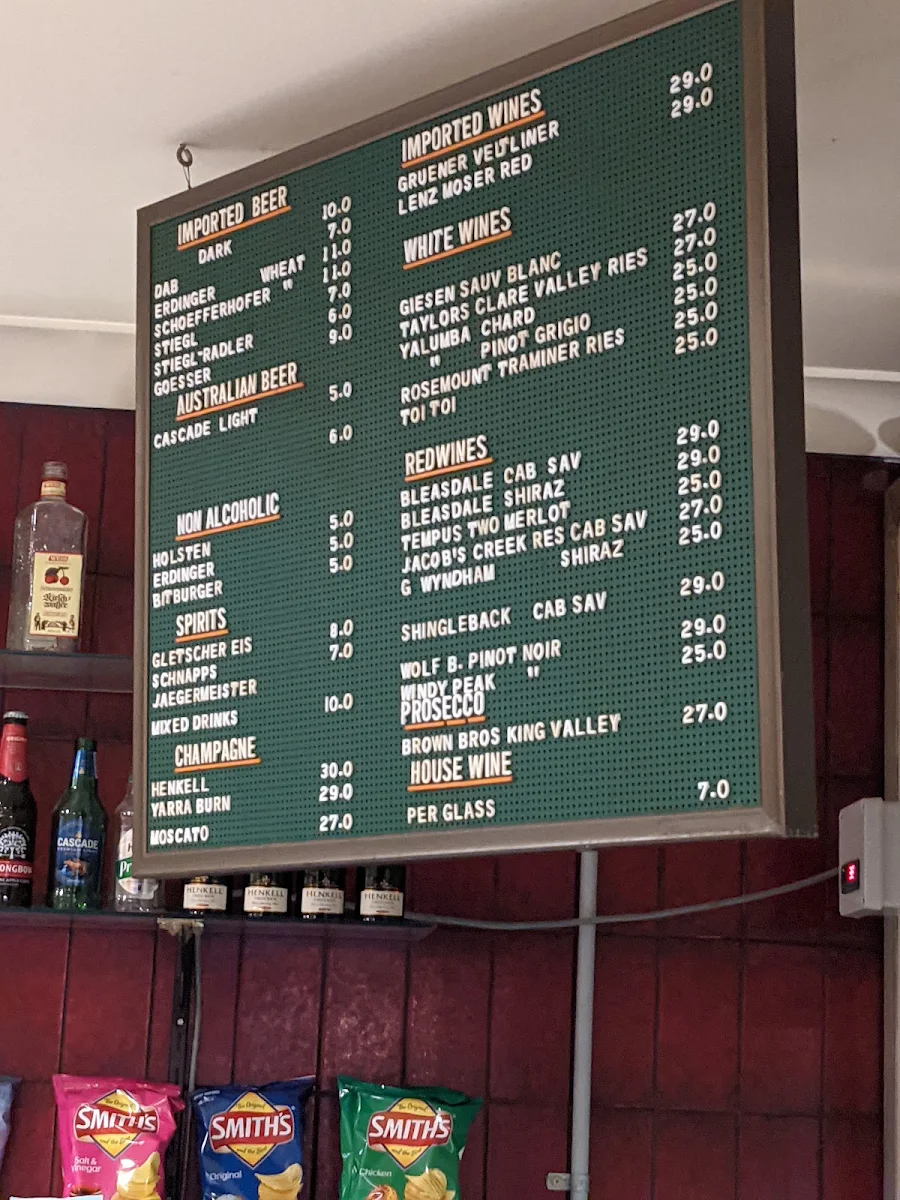 Menu, Austrian Club Restaurant