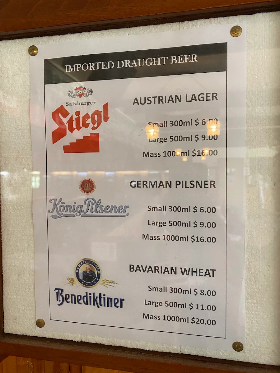 Menu, Austrian Club Restaurant