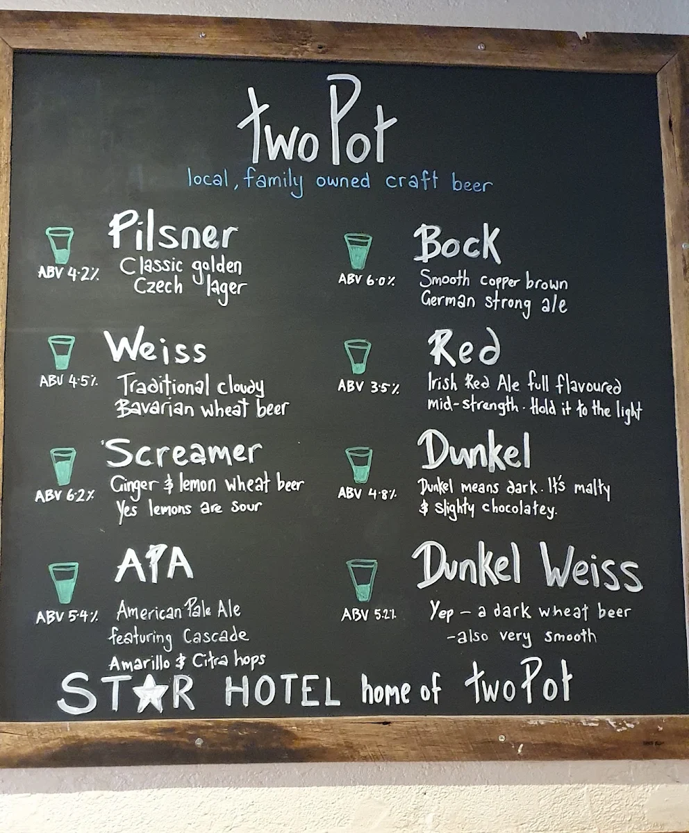 Menu, Star Hotel Yackandandah