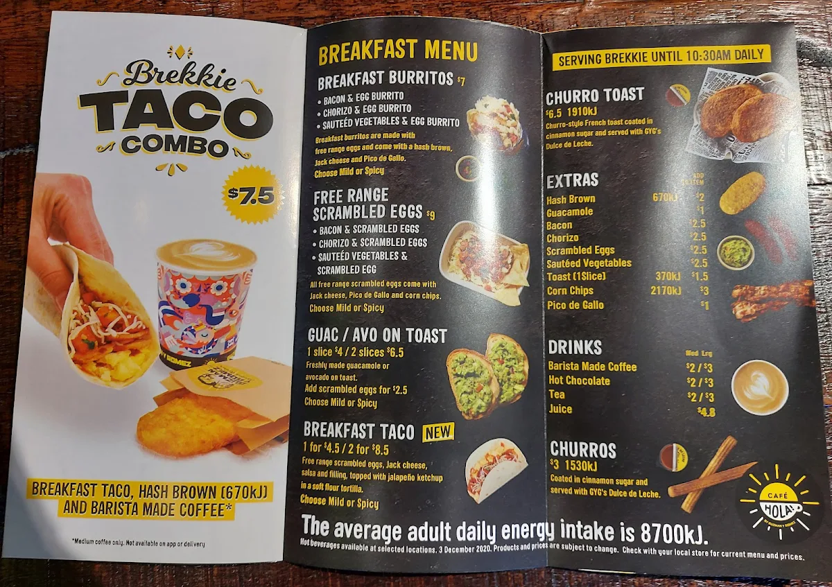 Menu, Guzman y Gomez - Maroochydore