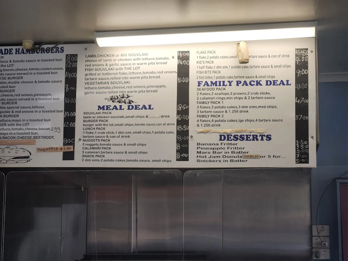 Menu, Lucky Eight Fish & Chips
