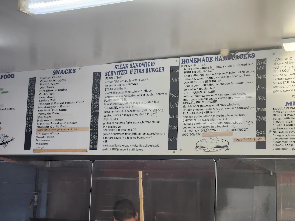 Menu, Lucky Eight Fish & Chips
