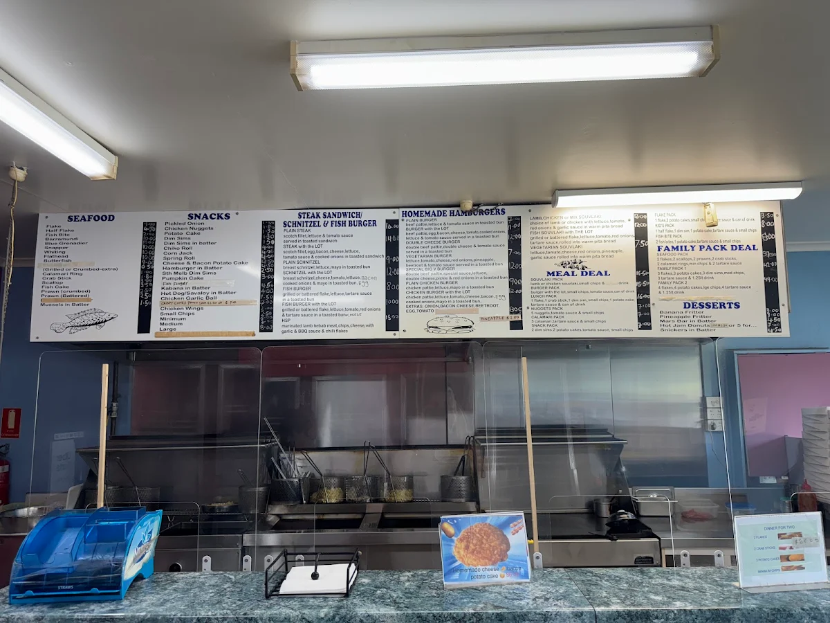 Menu, Lucky Eight Fish & Chips
