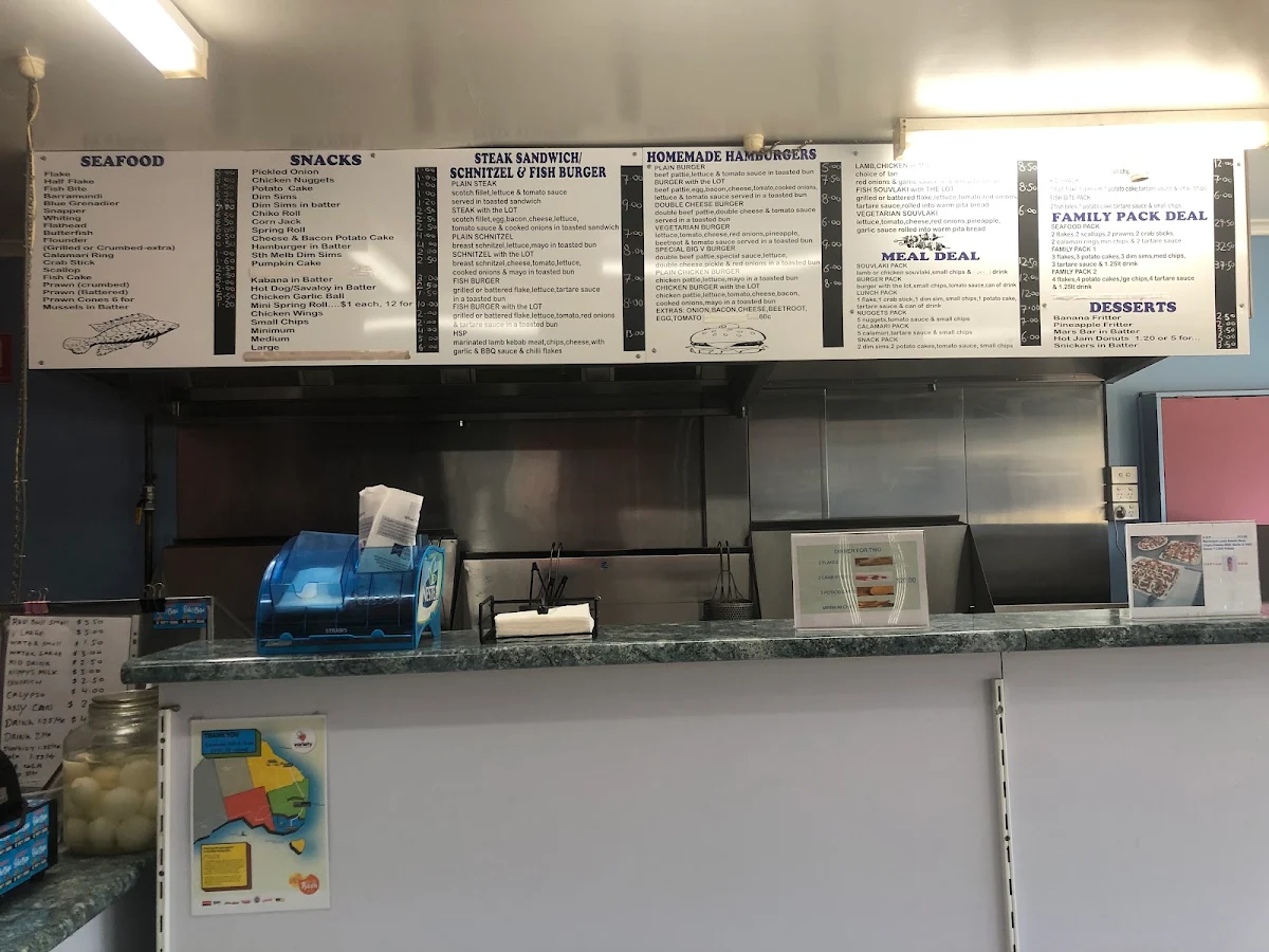 Menu, Lucky Eight Fish & Chips