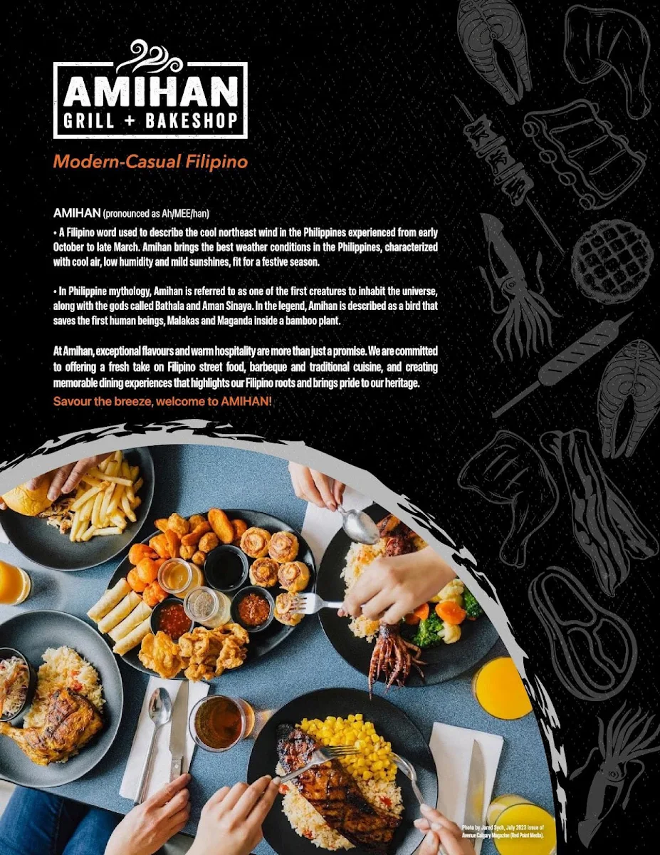 Menu, Amihan Grill + Bakeshop