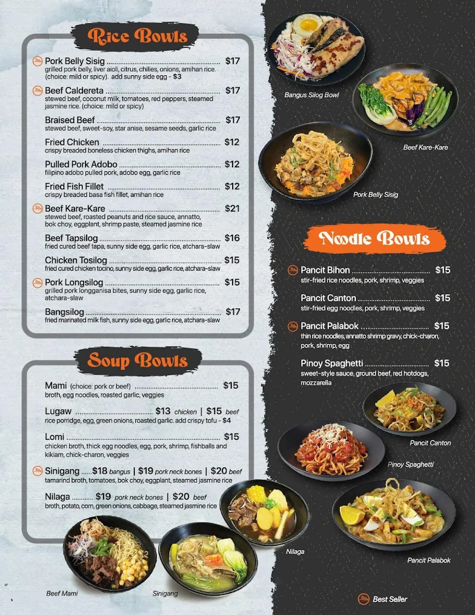 Menu, Amihan Grill + Bakeshop