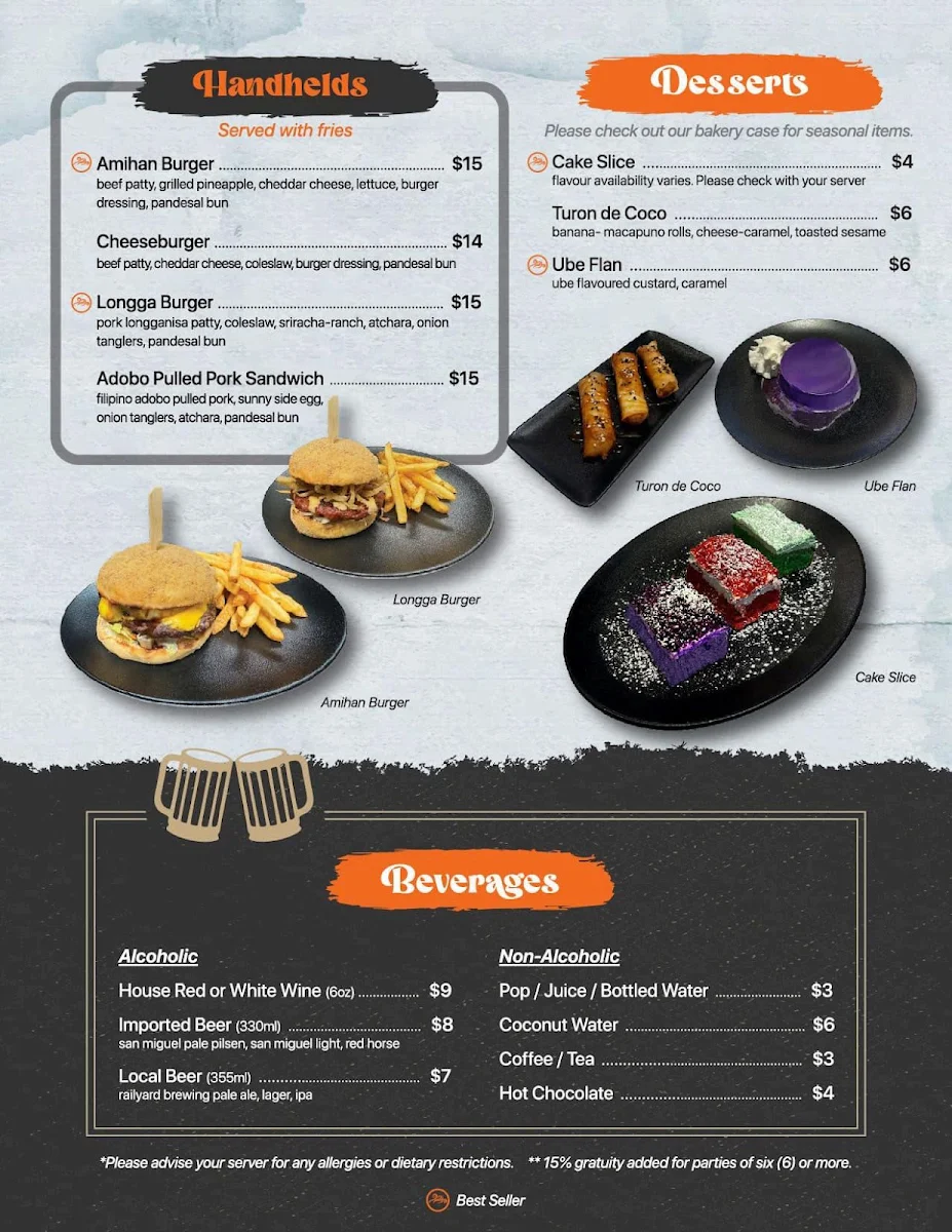 Menu, Amihan Grill + Bakeshop