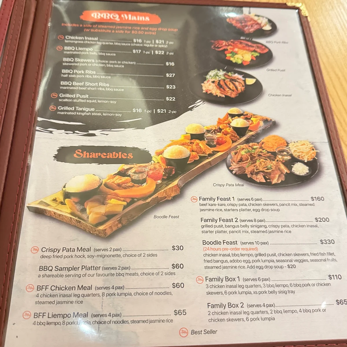 Menu, Amihan Grill + Bakeshop