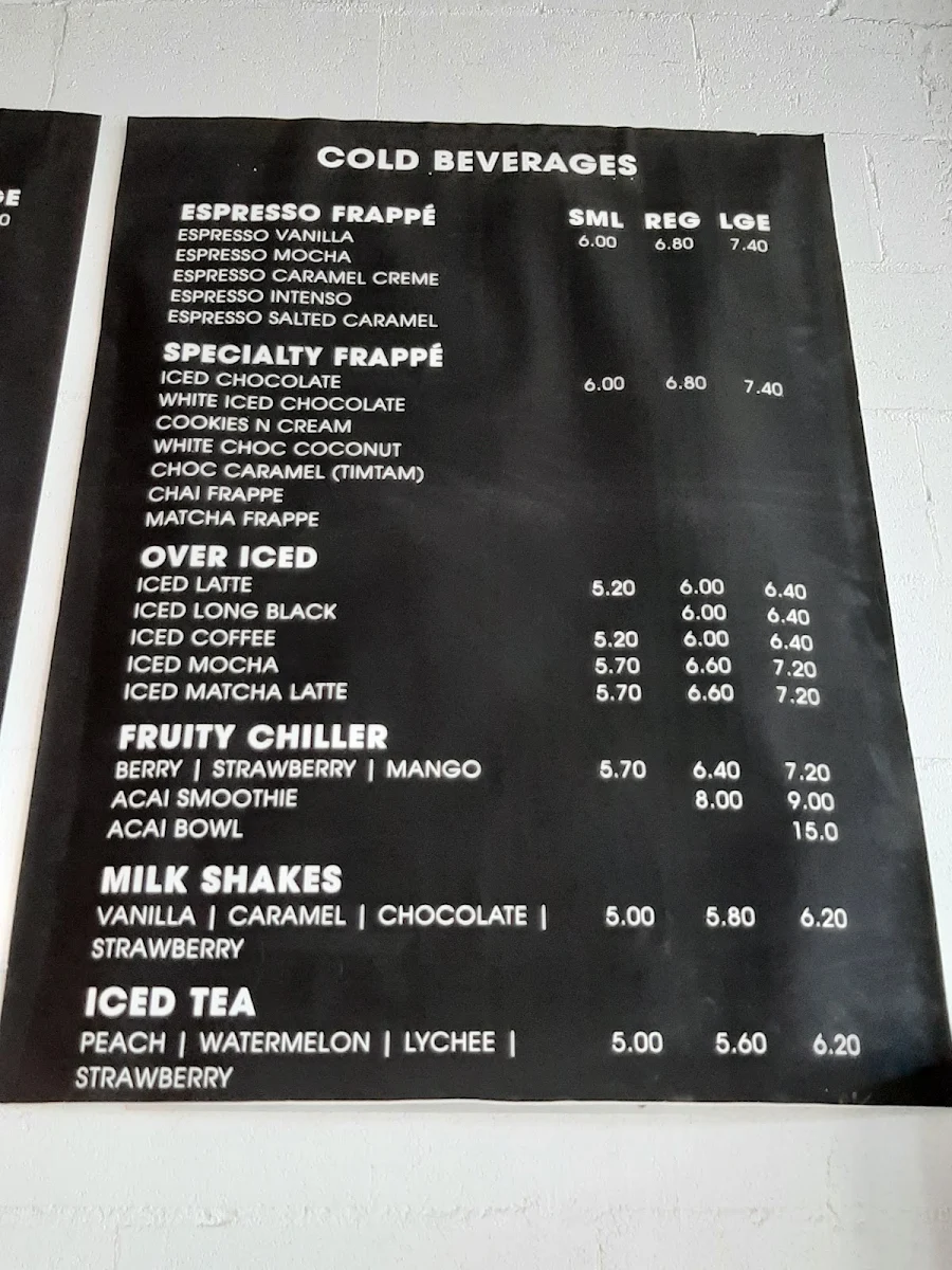 Menu, Macchiato & Co (Scott St)