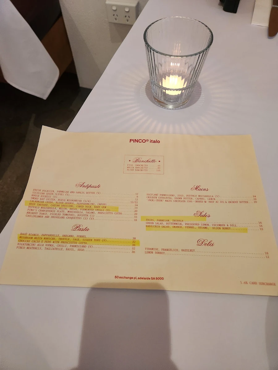 Menu, Pinco Italo