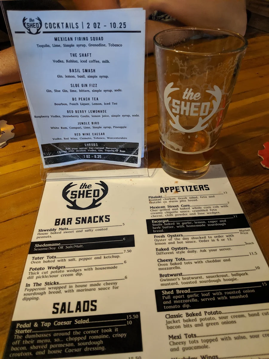 Menu, The Shed