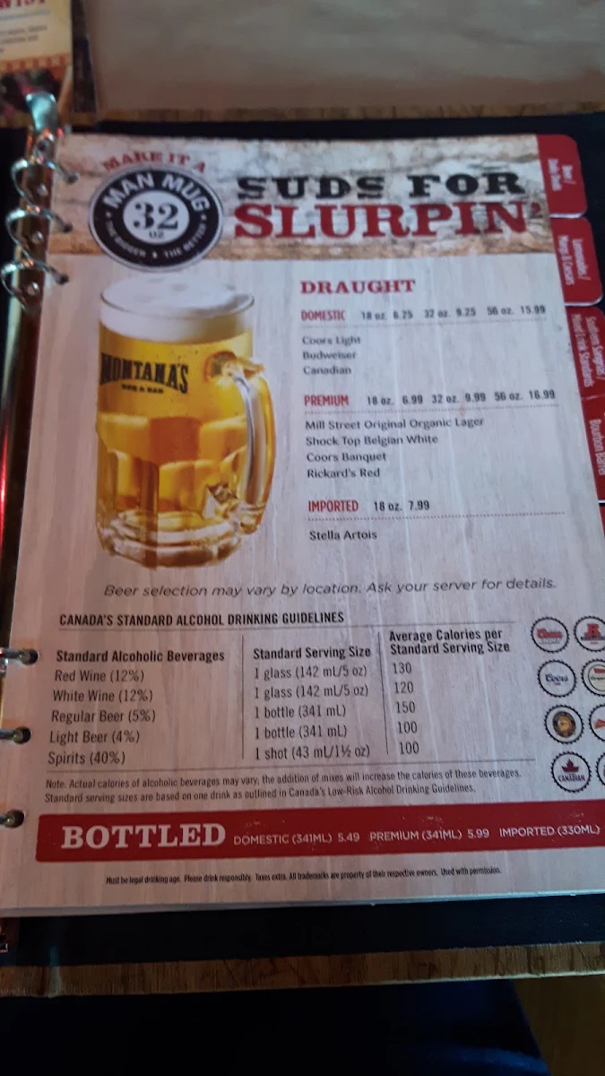 Menu, Montana’s BBQ & Bar