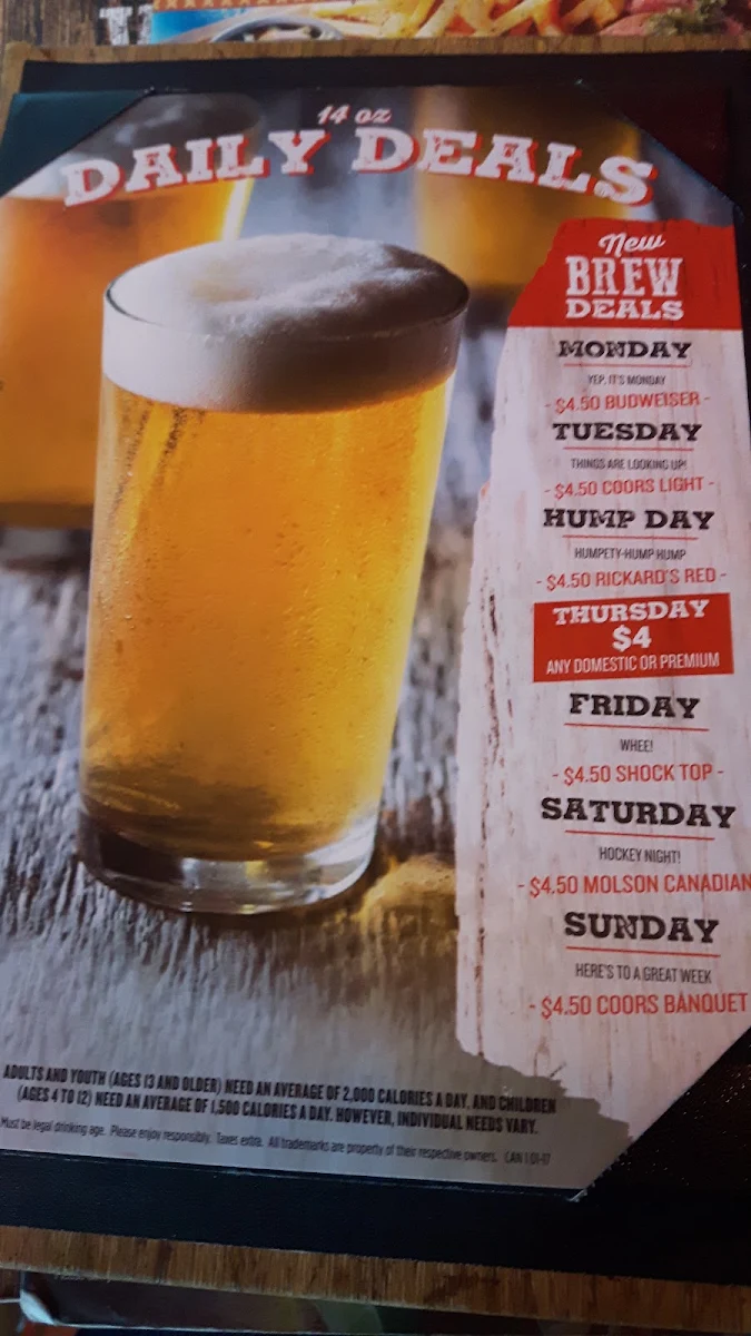 Menu, Montana’s BBQ & Bar