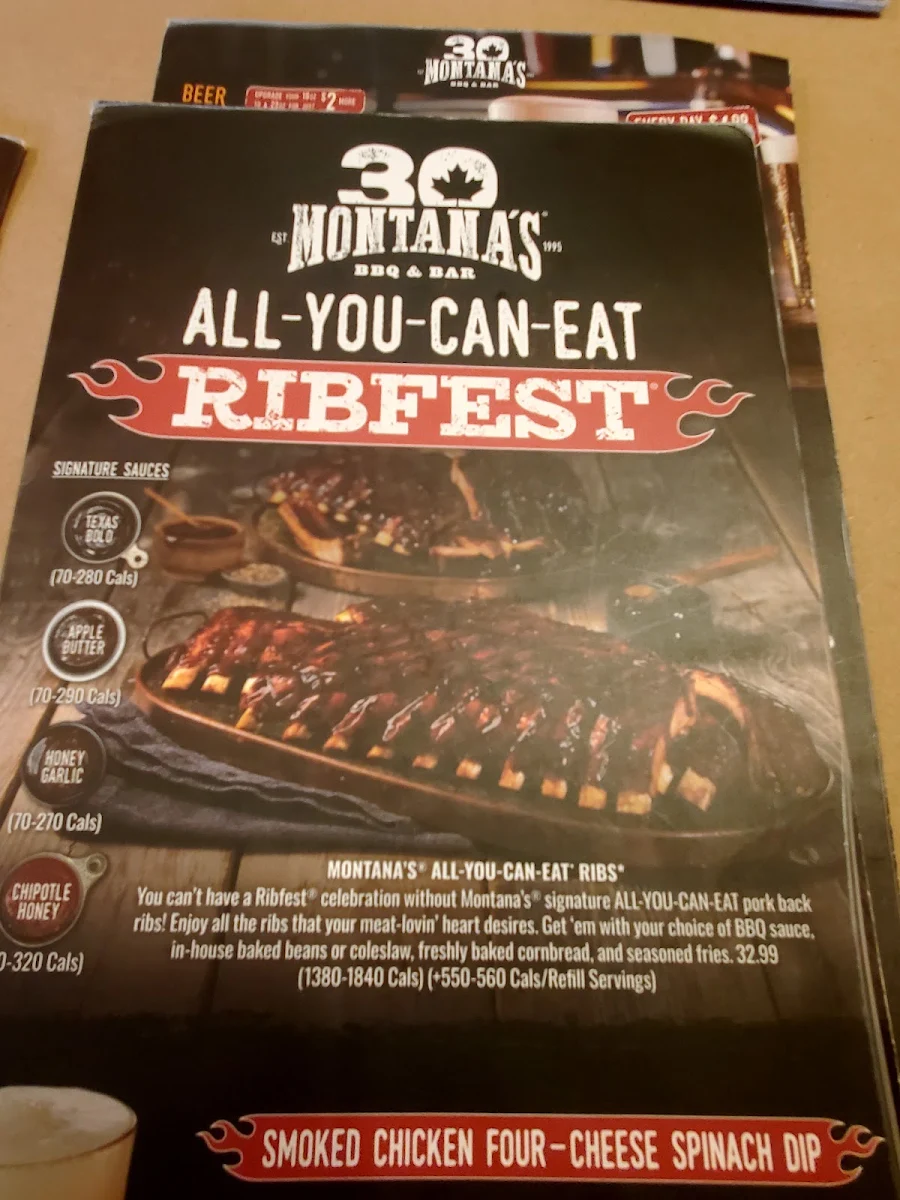 Menu, Montana’s BBQ & Bar