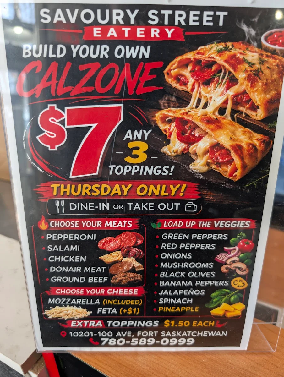 Menu, Savoury Street Eatery