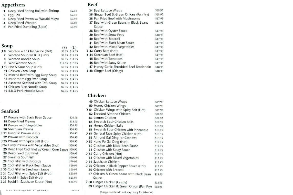 Menu, Kitchen On The Ridge
