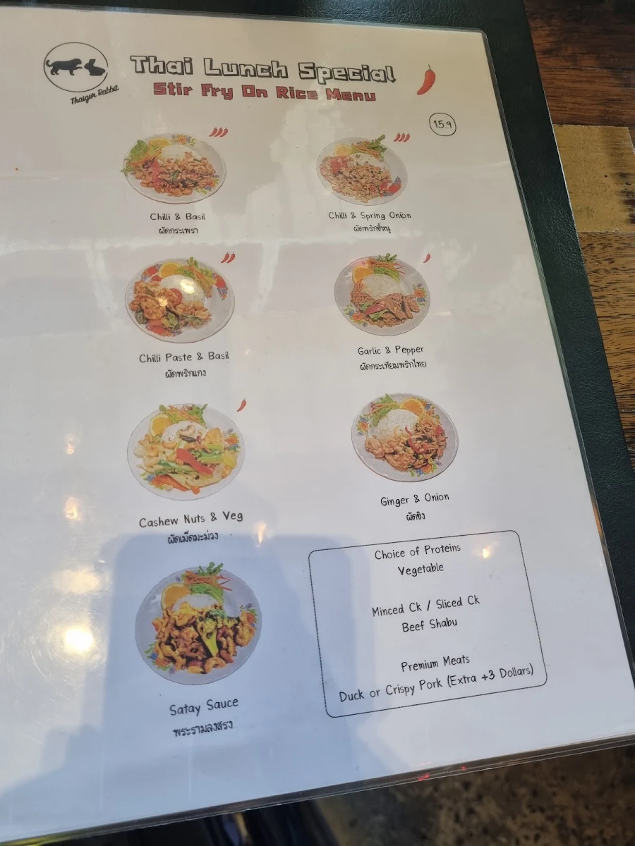 Menu, Thaiger Rabbit by Ying Thai
