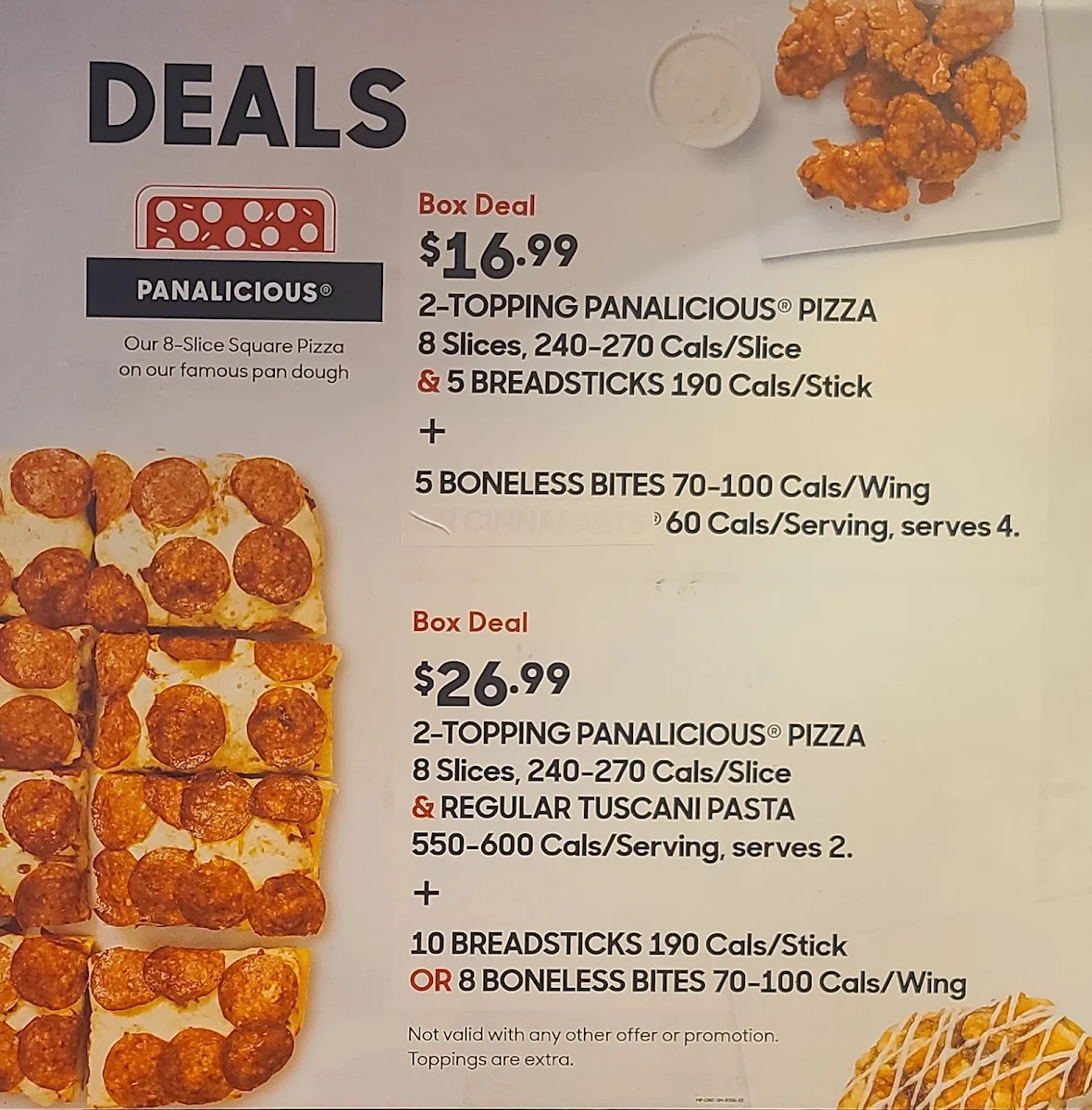 Menu, Pizza Hut