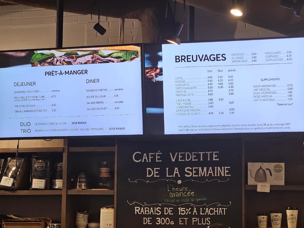 Menu, Brulerie Rousseau