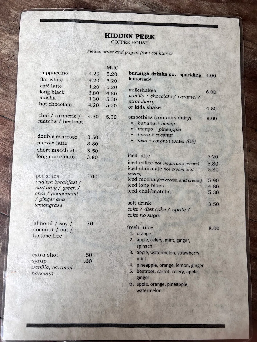 Menu, Hidden Perk