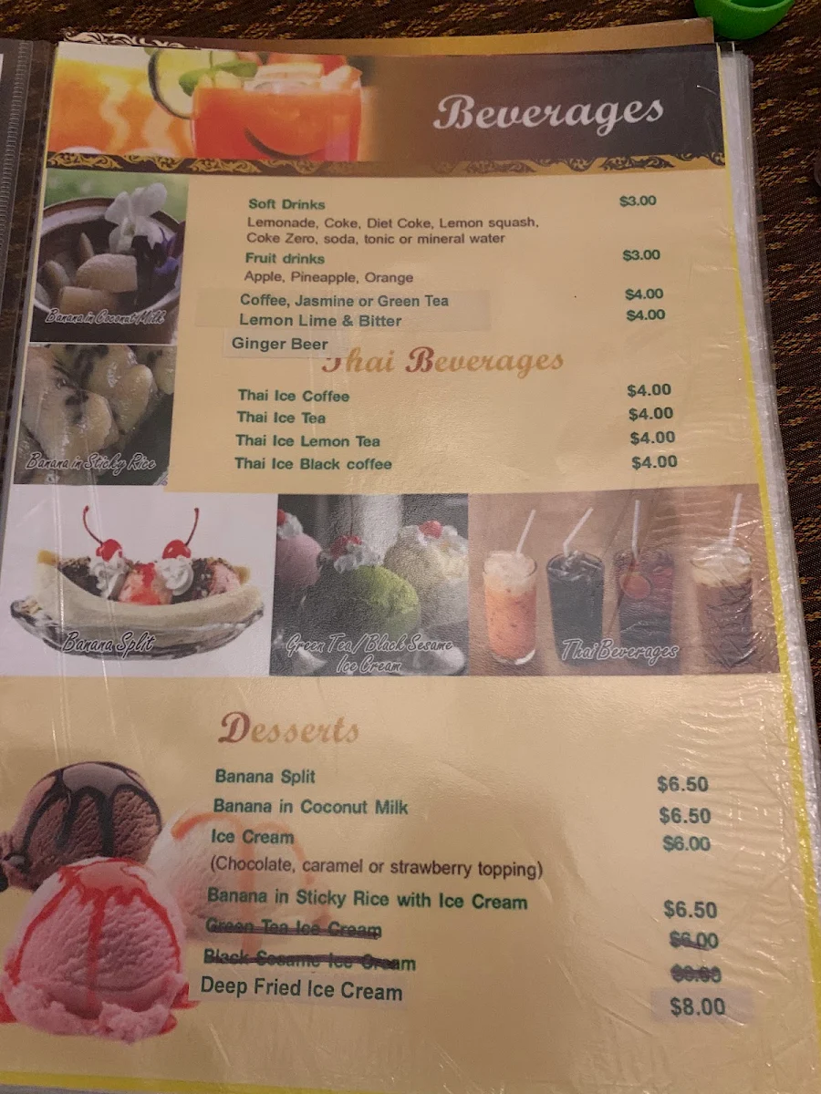 Menu, Thai Tanee Yeppoon