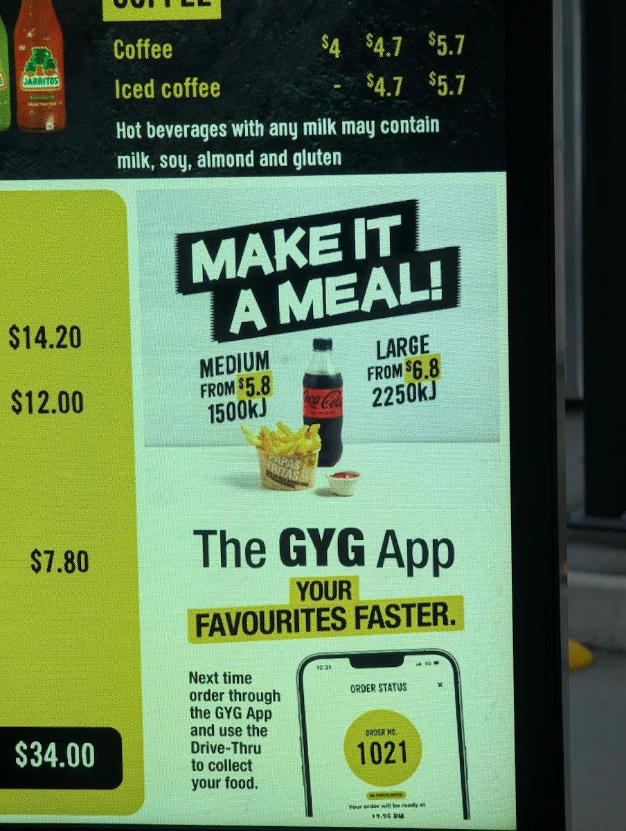 Menu, Guzman y Gomez - Yatala