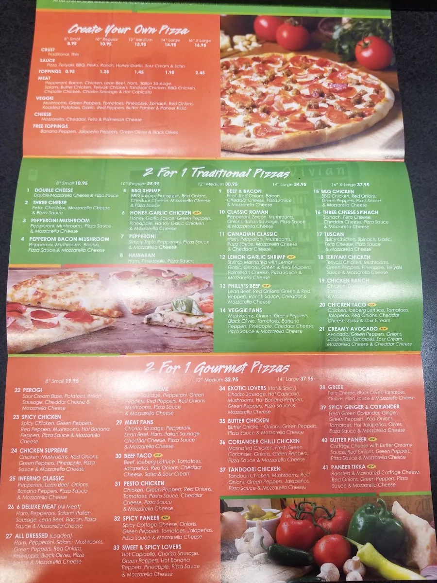 Menu, Red Swan Pizza - North Battleford