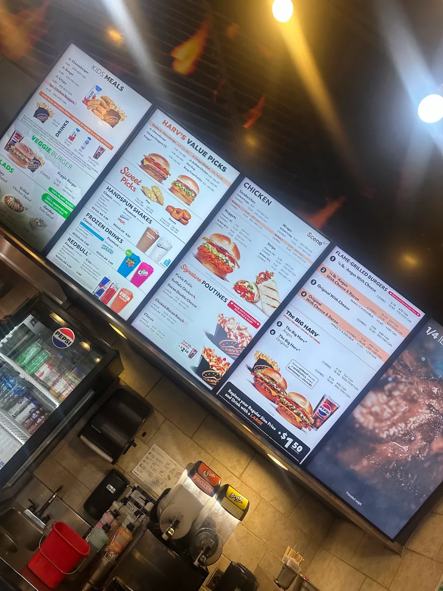 Menu, Harvey's