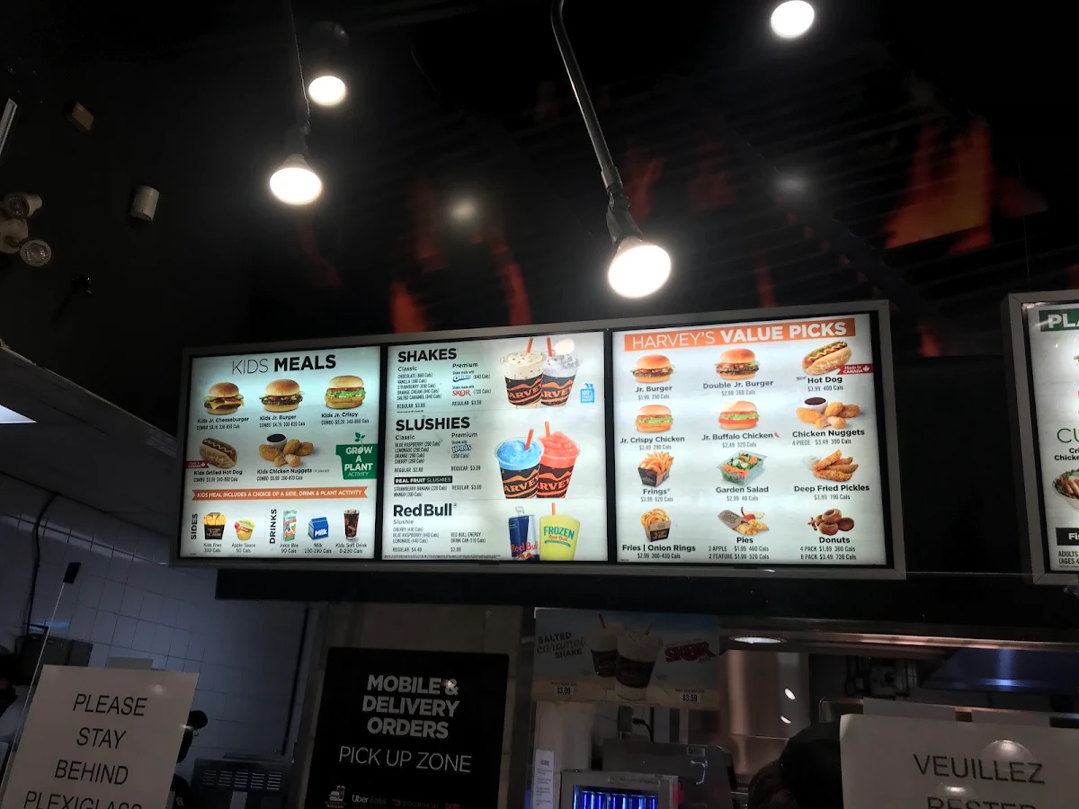 Menu, Harvey's