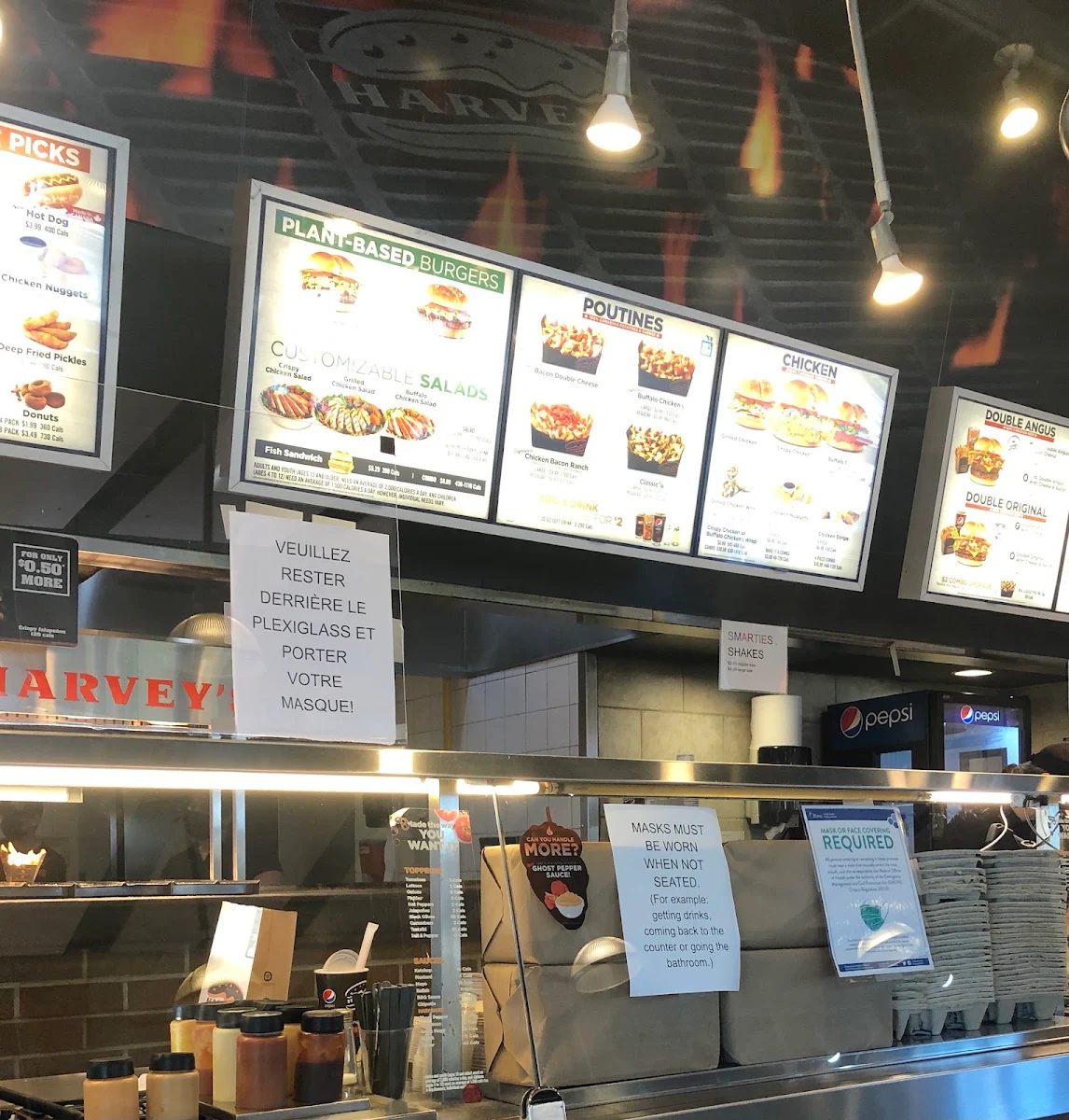 Menu, Harvey's
