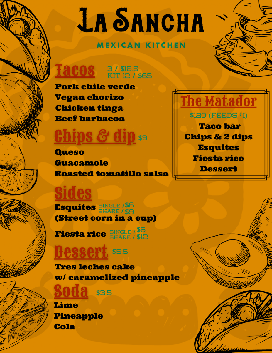 Menu, La Sancha Mexican Kitchen