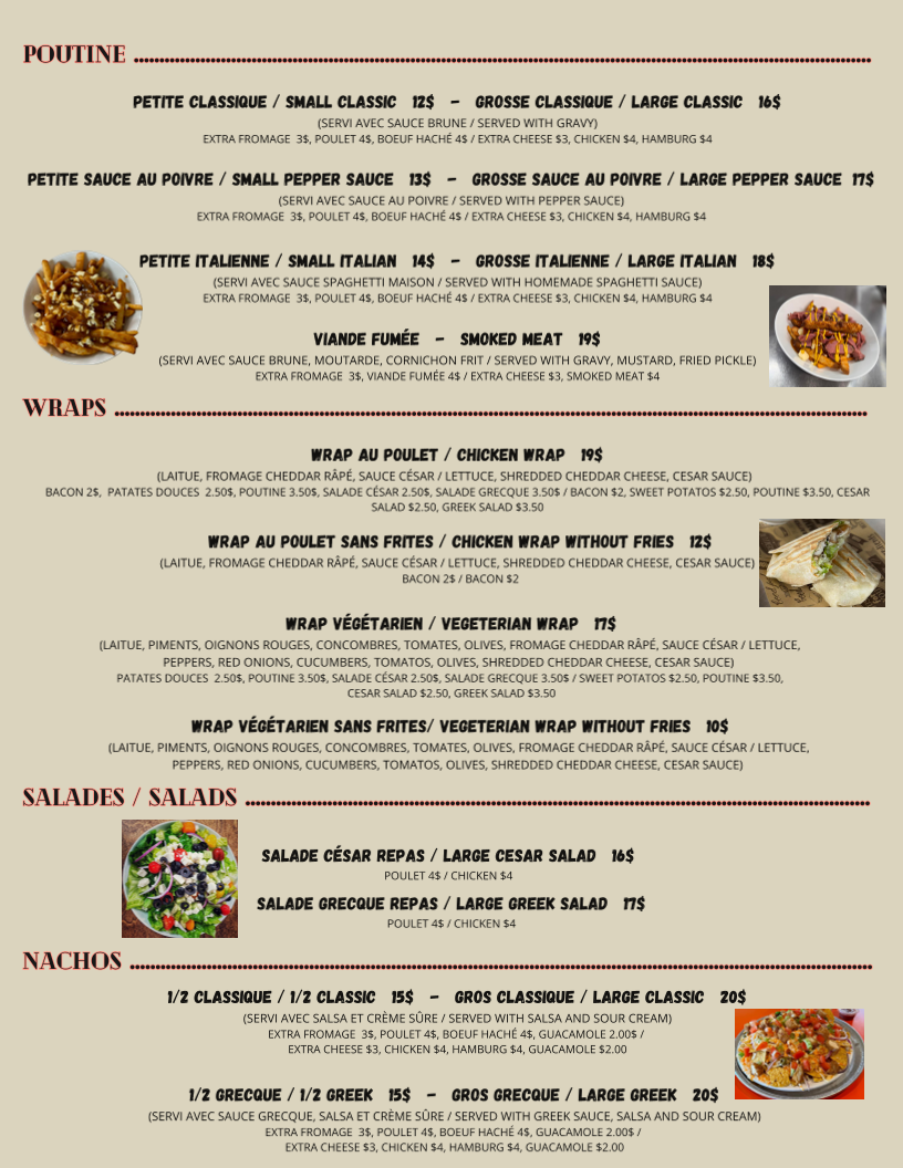 Menu, RESTO PUB 118