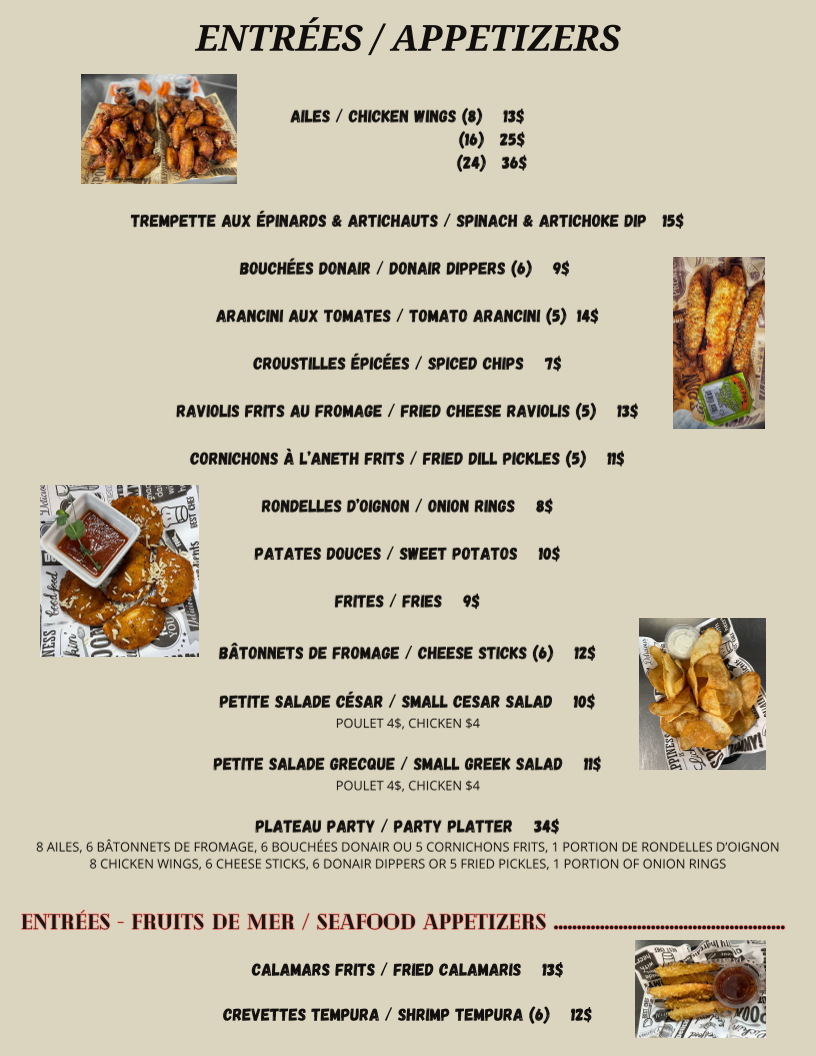Menu, RESTO PUB 118
