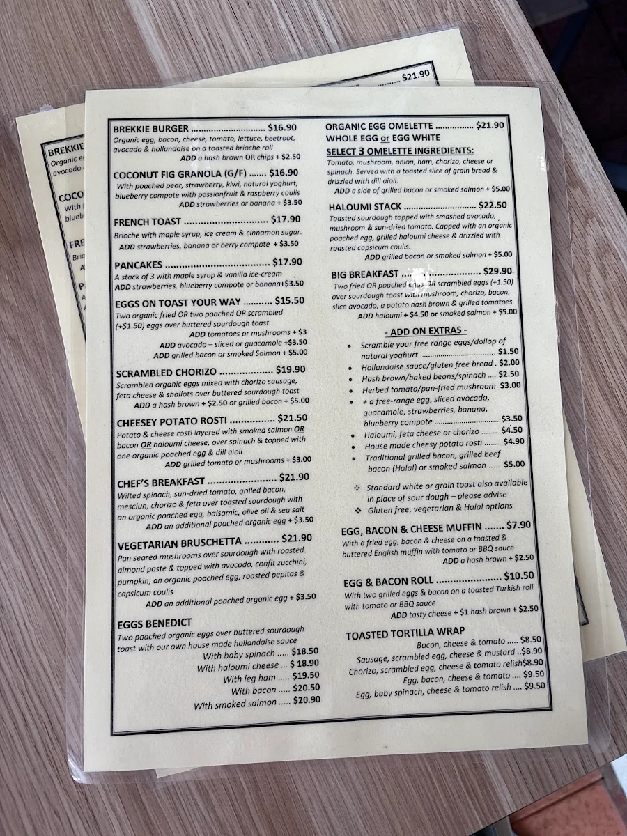 Menu, BrewBar Reed Street