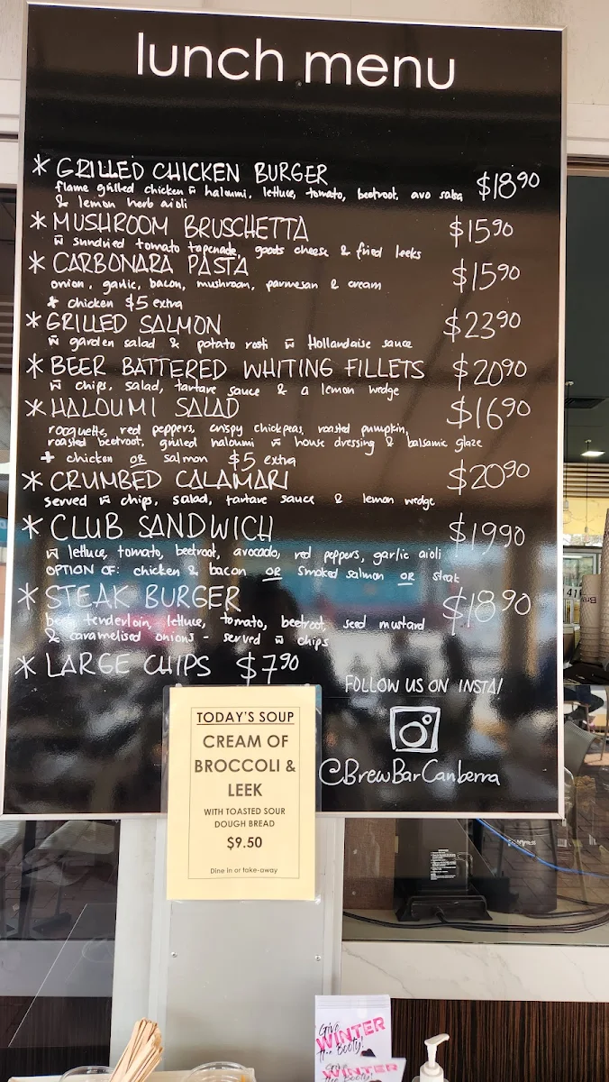 Menu, BrewBar Reed Street
