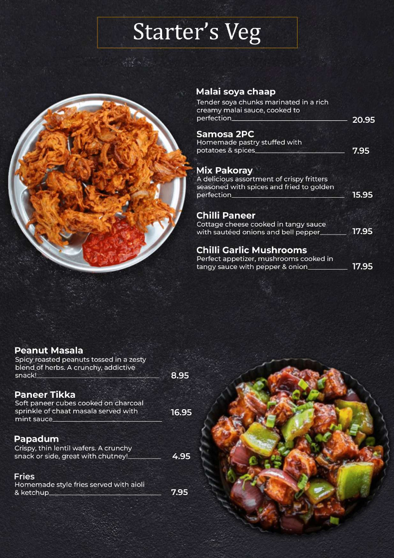 Menu, Flaming Karachi Ferndale