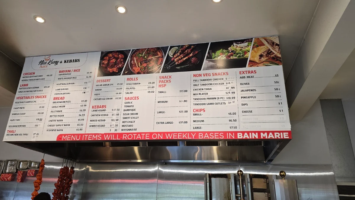 Menu, Nice Kurry place