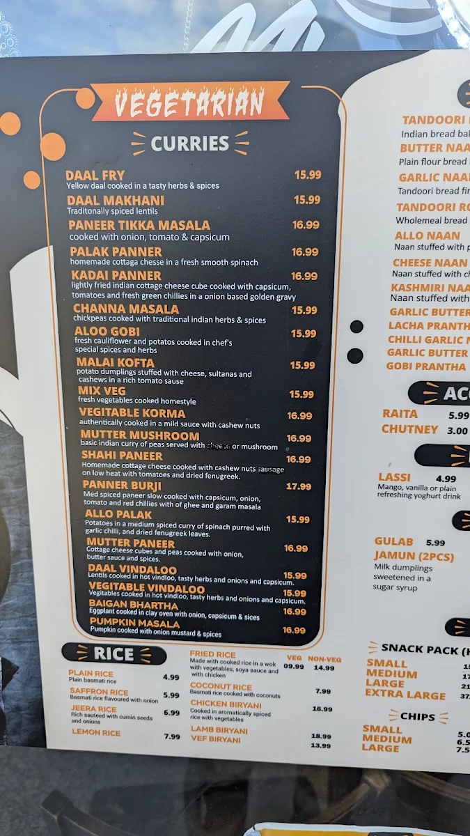 Menu, Nice Kurry place