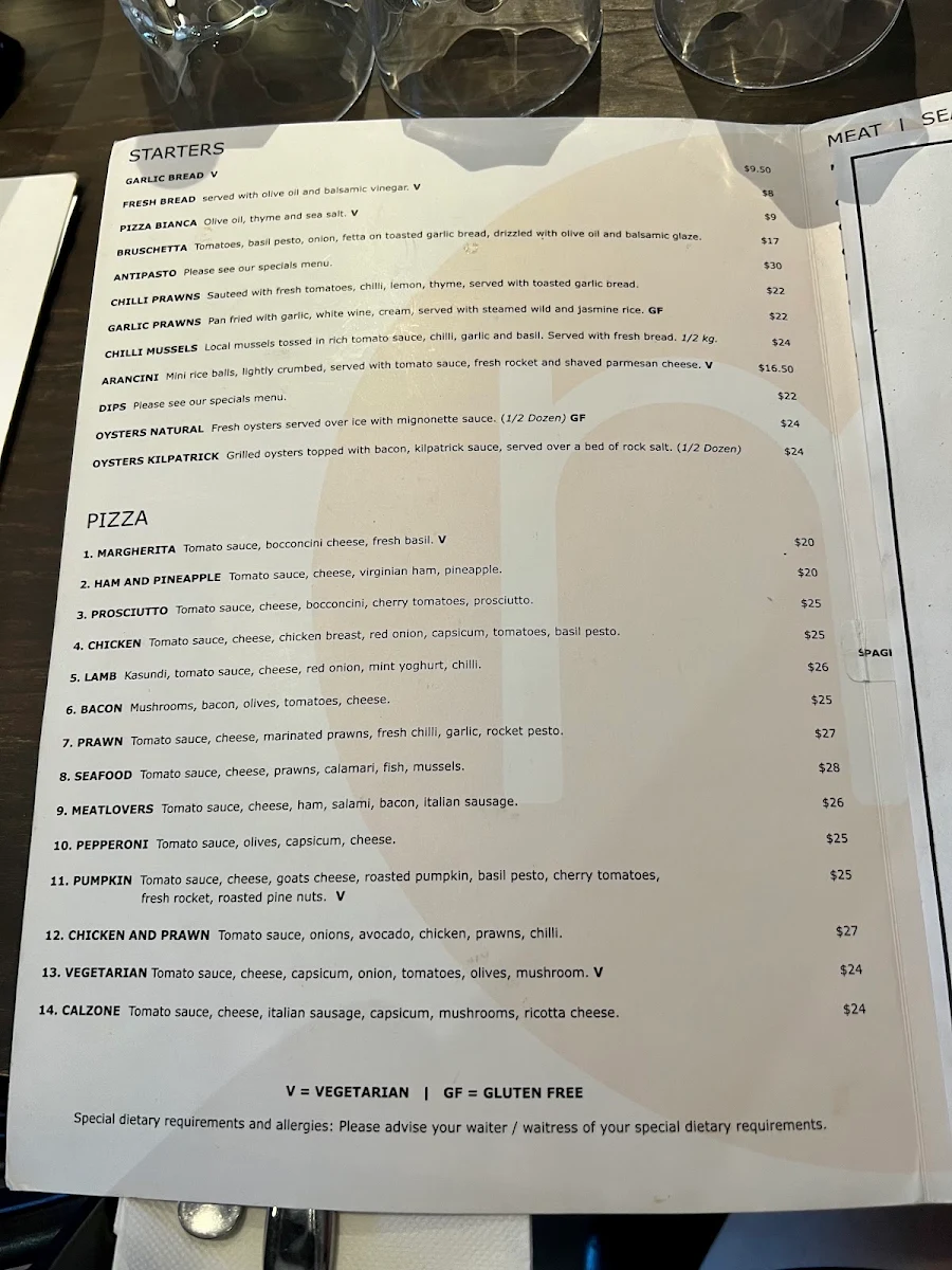 Menu, Milano's Restaurant and Pizzeria