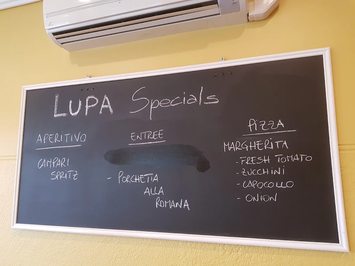 Menu, Lupa Pizzeria