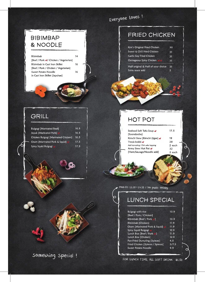 Menu, Kim's Asian Kitchen