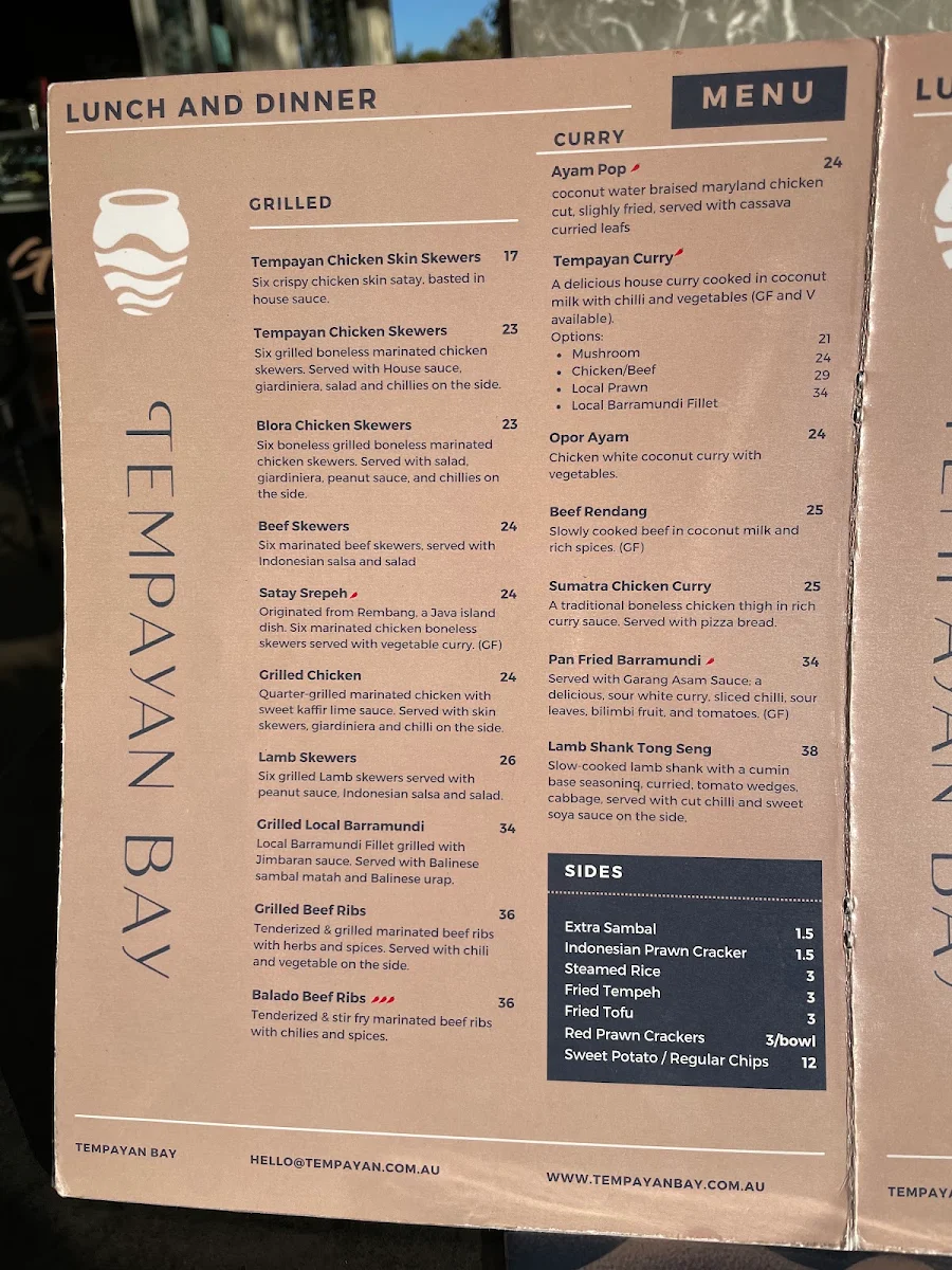 Menu, Tempayan Bay