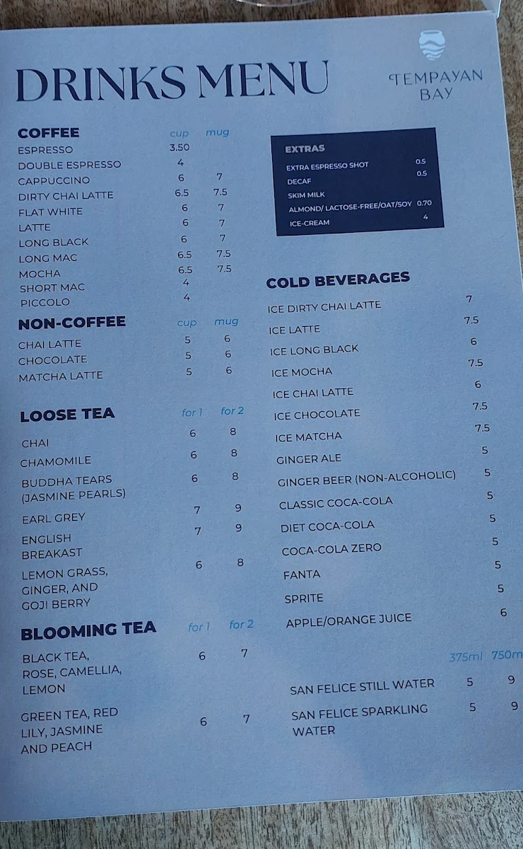Menu, Tempayan Bay