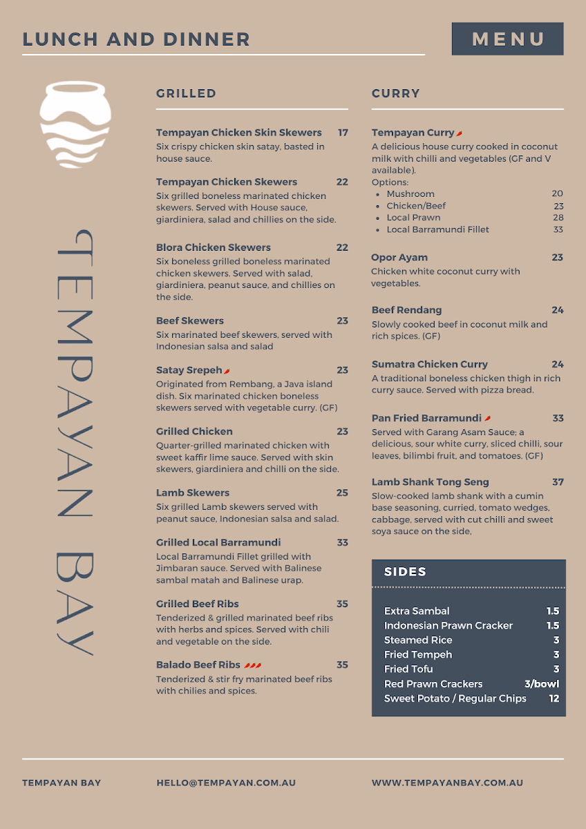 Menu, Tempayan Bay
