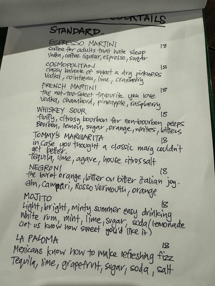 Menu, Fat Frog Kitchen & Cocktails