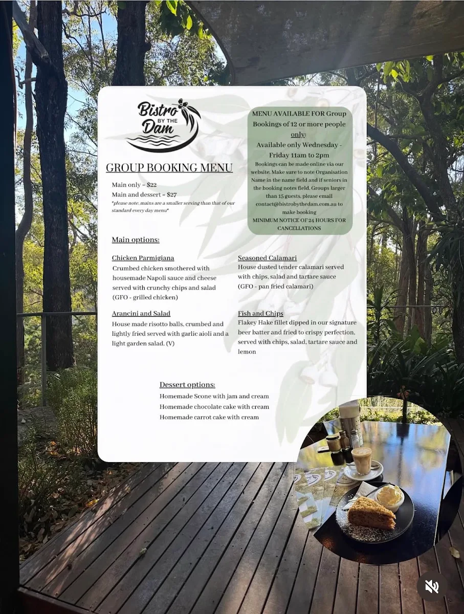 Menu, Bistro by the Dam