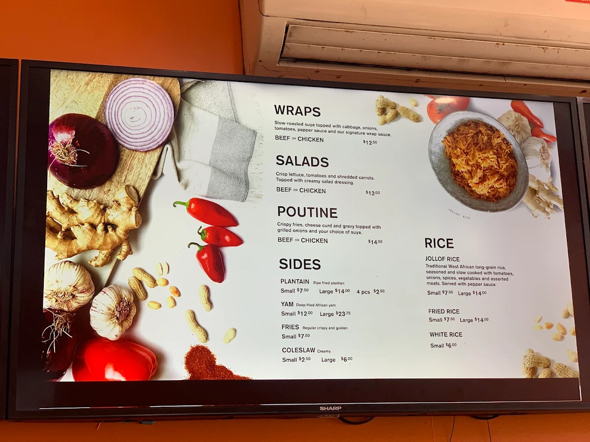 Menu, The Suya Spot Scarborough
