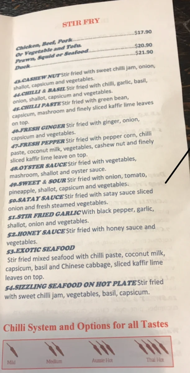 Menu, Yai’s Thai Takeaway & Cafe