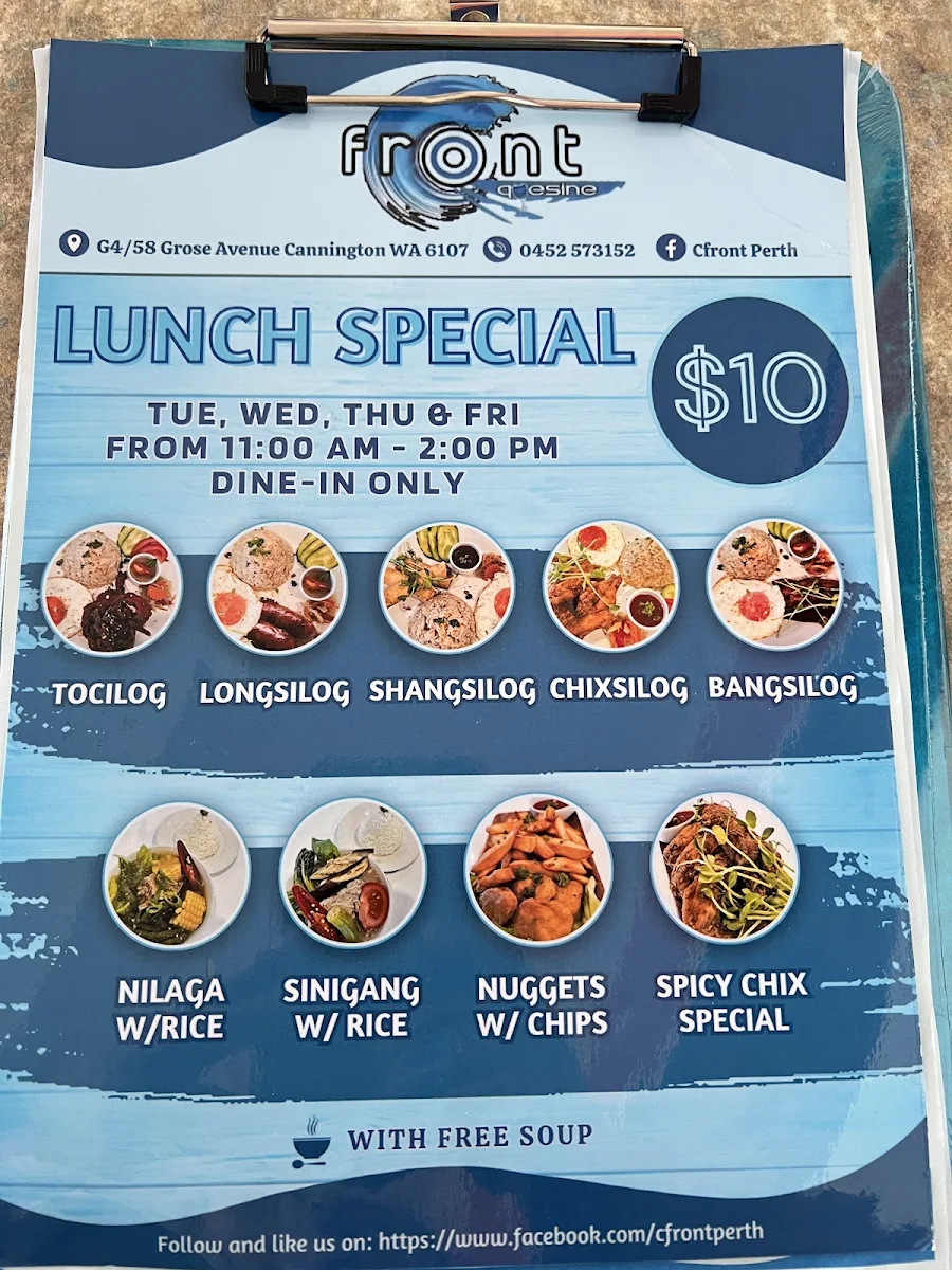 Menu, Cfront Quesine