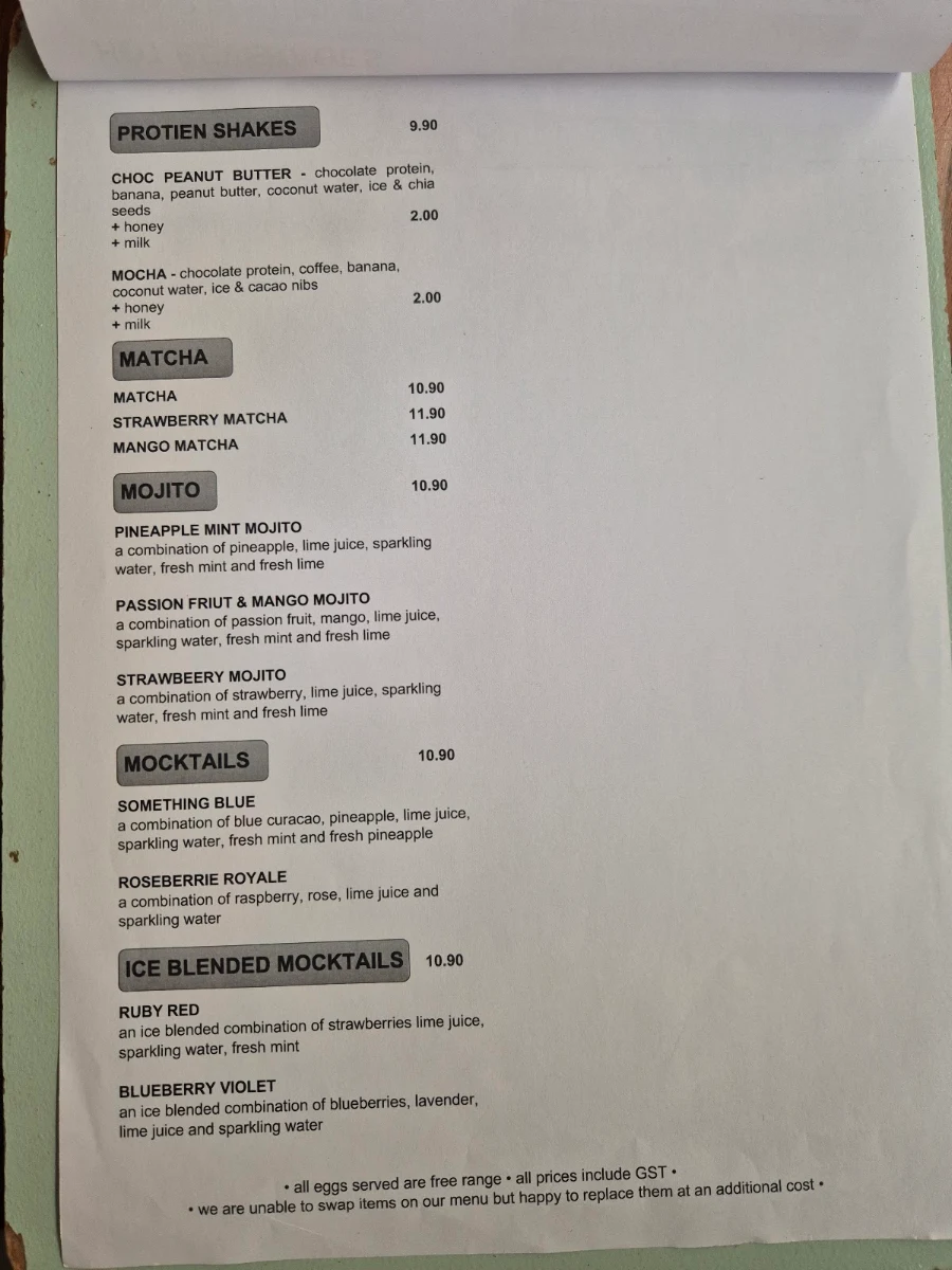 Menu, Glaçage
